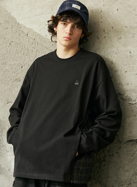 LAPRIMA ZIP POCKET CREW NECK TOP侧袋格纹拼接圆领长袖卫衣宽松