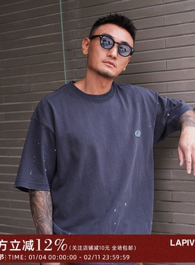 LAPIVIMA BATIK INK SPLASH DISTRESSED TEE蜡染泼墨磨破贴章短袖