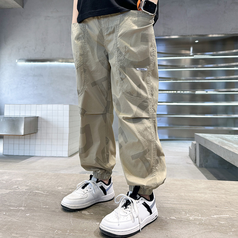 男童冰丝裤子夏季薄款2026新款防蚊裤夏天装运动大童宽松休闲长裤