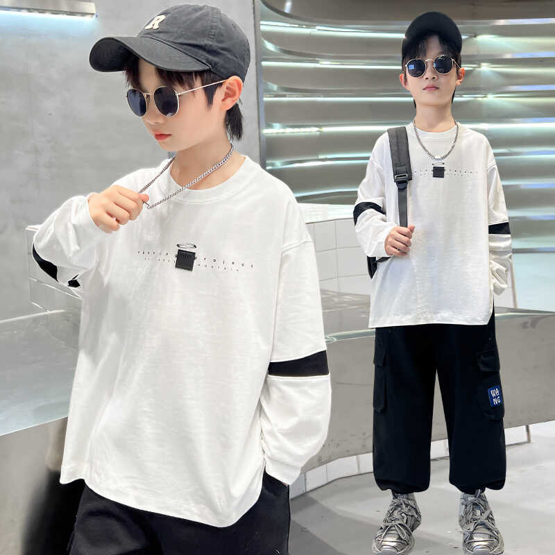 男童春秋装宽松纯棉T恤