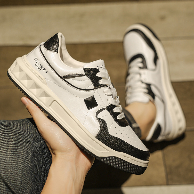 欧洲站新款华伦小白鞋男真皮厚底潮牌男鞋高端奢侈品黑白熊猫板鞋