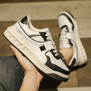 欧洲站新款华伦小白鞋男真皮厚底潮牌男鞋高端奢侈品黑白熊猫板鞋