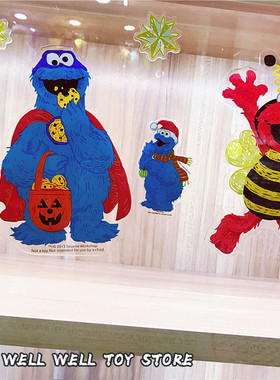 尼克微微 美单卡通芝麻街艾摩ELMO玻璃贴墙贴车贴万圣节圣诞节