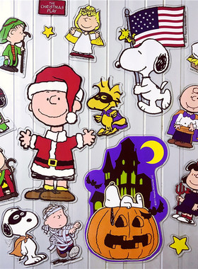 美国花生漫画史努狗查理胡士托墙贴玻璃贴车贴装饰万能贴