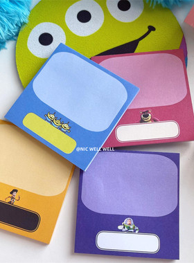 ins三眼仔便签本50页 手撕手帐素材便签纸胡迪巴斯草莓熊玩具总动