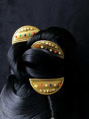 other/其他发梳錾刻供养人银镀金