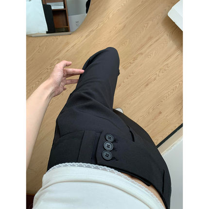 175高个子超长黑色微喇西装裤女喇叭裤低腰拖地休闲垂坠感拖地裤