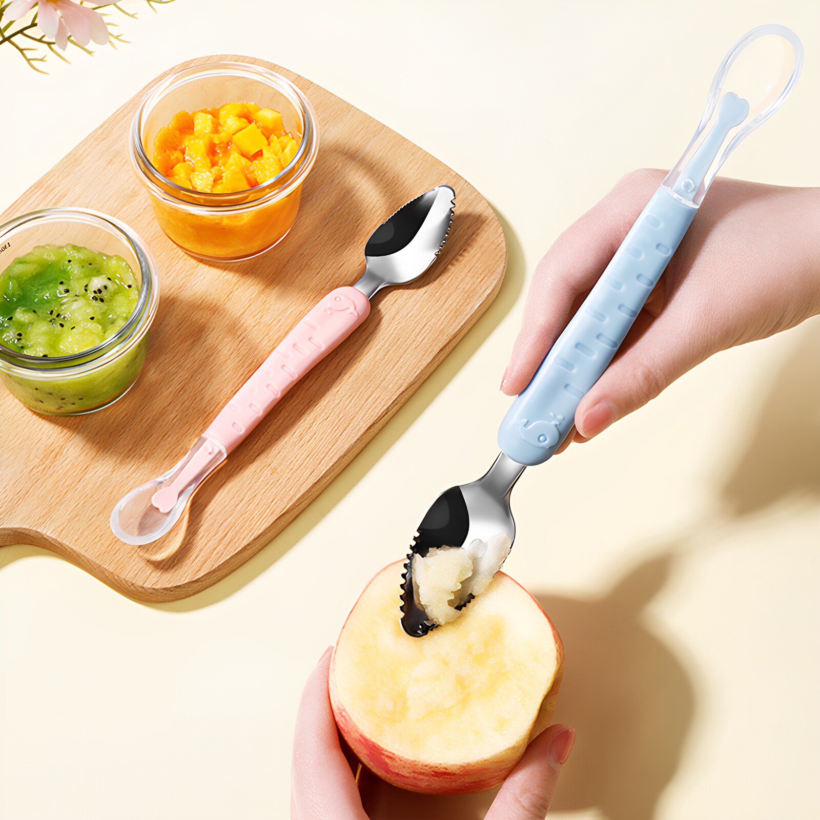 宝宝辅食刮水果泥双用勺图片