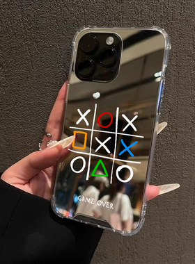 涂鸦九宫格OX游戏适用iphone15华为pura70苹果13手机壳opporeno8镜面vivox90s一加12简约mate60pro情侣小米14