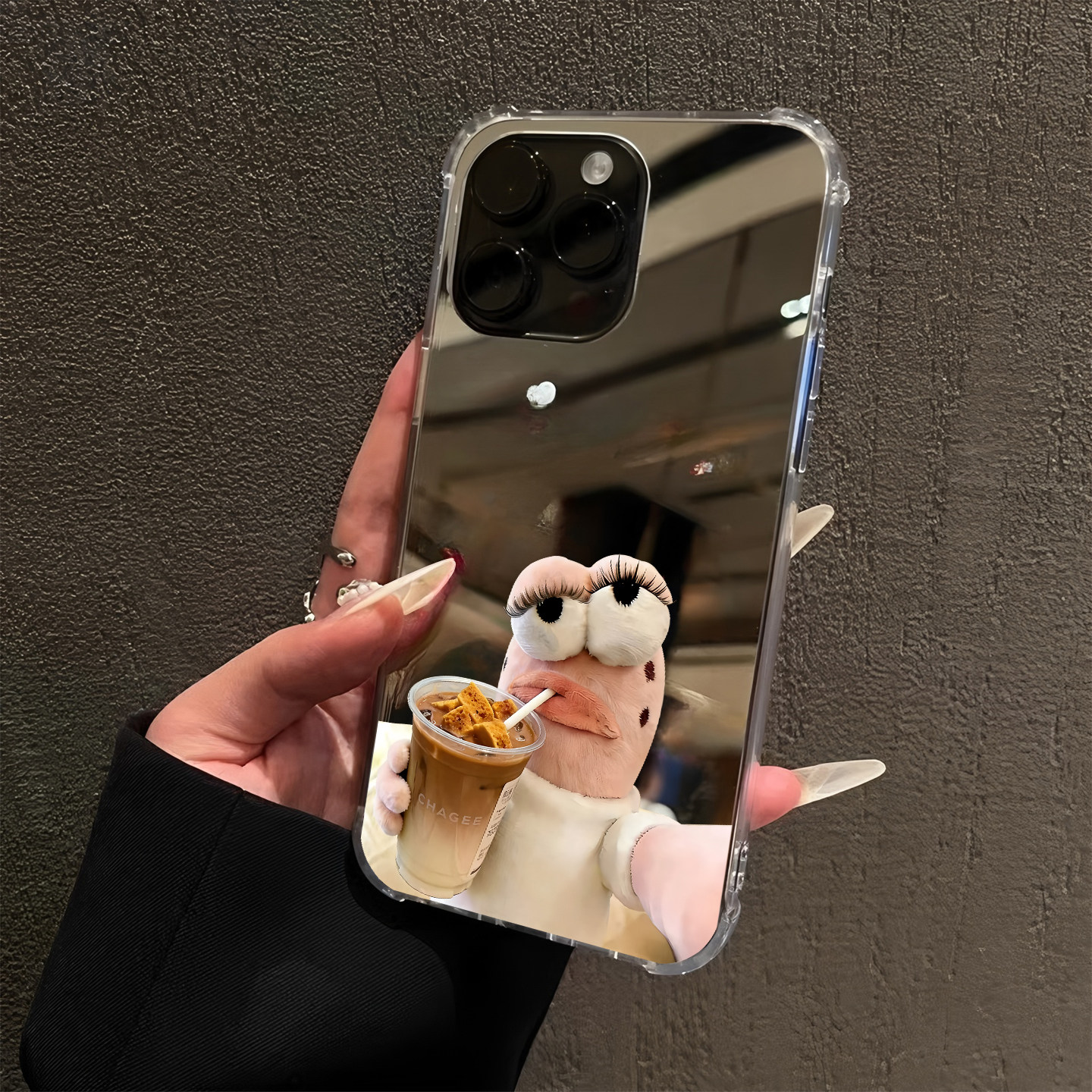 比奇堡居民丑鱼适用iPhone17pro镜面16promax卡通15Pro苹果14手机壳xsmax补妆13创意12可爱7/8plus情侣xr公仔