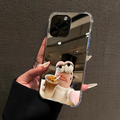 比奇堡居民丑鱼适用iPhone17pro镜面16promax卡通15Pro苹果14手机壳xsmax补妆13创意12可爱7/8plus情侣xr公仔