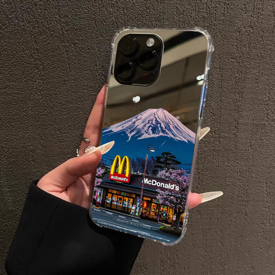 富士山下适用iphone17华为pura70苹果16promax手机壳opporeno7镜面vivox90s一加12风景mate60pro亚克力小米14