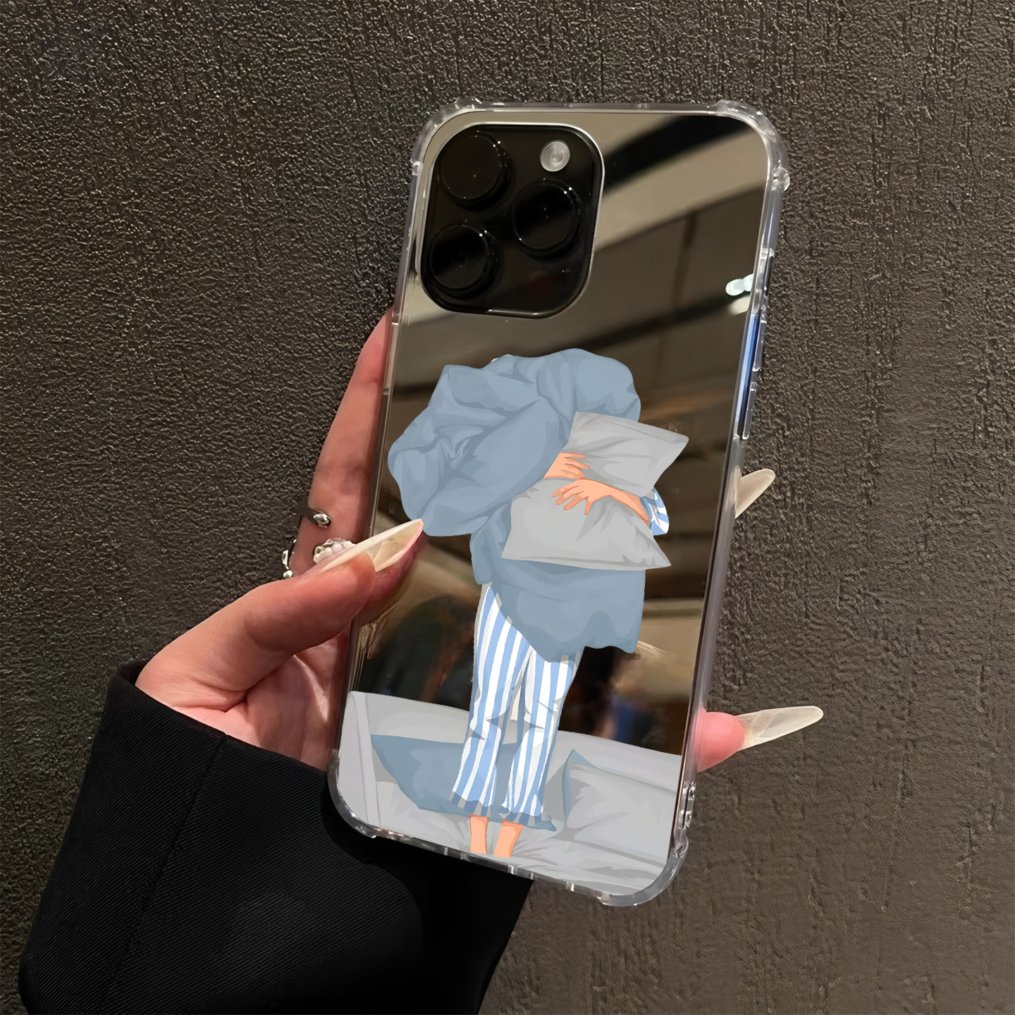 女人的精神状态适用iPhone17pro镜面15promax抱枕头16Pro苹果11手机壳xsmax补妆13安慰7/8plus创意12潮14简约