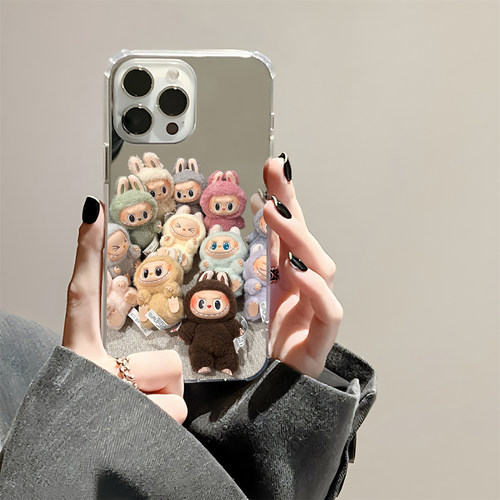 可爱适用iPhone17pro镜面15promax简约14Pro苹果16手机壳xsmax补妆13情侣7潮牌8plus卡通12镜子6p公仔xr软11