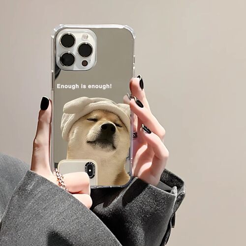 曾舜晞同款小狗适用iphone15华为pura70苹果13手机壳opporeno8可爱vivox90红米note11镜面nova9情侣mate60pro