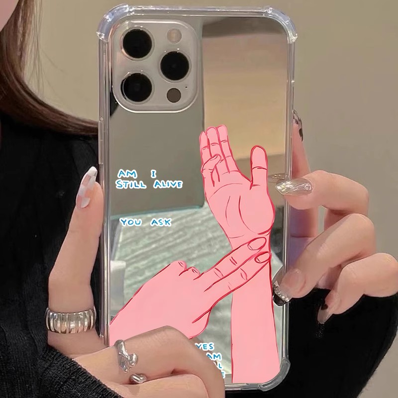 把脉适用iphone17华为pura80苹果13手机壳opporeno5镜面vivox90红米note9还活着nova7se情侣mate60一加9r恶搞