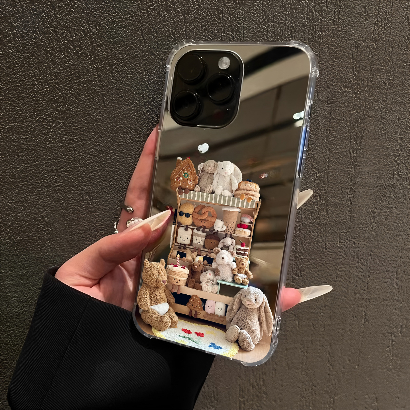 治愈一堆动物公仔适用iPhone17pro镜面16promax可爱15Pro苹果14手机壳xsmax补妆13简约xr情侣8plus创意12创意