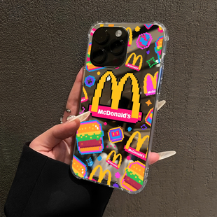 马赛克M记涂鸦适用iPhone17pro镜面15promax简约14Pro苹果16手机壳xsmax创意13潮牌7情侣8plus镜子12补妆6p