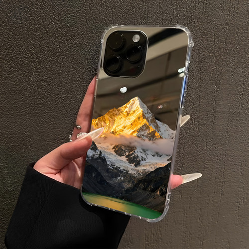 高能量吸金日照金山适用iPhone17pro镜面16promax创意15Pro苹果14手机壳xsmax补妆13招财12简约xr情侣7/8plus