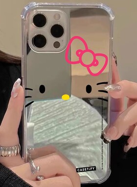 唐嫣HelloKitty适用iphone12华为p50苹果13手机壳opporeno8镜面vivos9蝴蝶结nova7可爱mate60pro小米14荣耀70