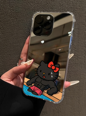 肌肉健身HelloKitty凯蒂猫适用华为mate60pro手机壳华为p70创意vivox90s镜面opporeno7小米14一加9红米note13