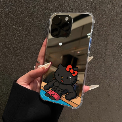 肌肉健身HelloKitty凯蒂猫适用华为mate60pro手机壳华为p70创意vivox90s镜面opporeno7小米14一加9红米note13