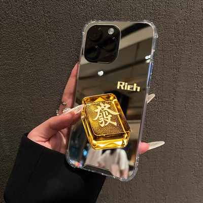 黄金麻将Rich发适用iPhone17promax镜面15promax招财14Pro苹果16手机壳xsmax创意13简约12情侣78plus补妆xr/6