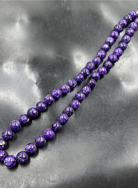 玉翔玉业 女款女式10毫米紫色龙晶圆珠项链 锁骨链 特价