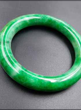 精品高档干青铁龙生翡翠圆条手镯 阳绿色翡翠手镯 特价