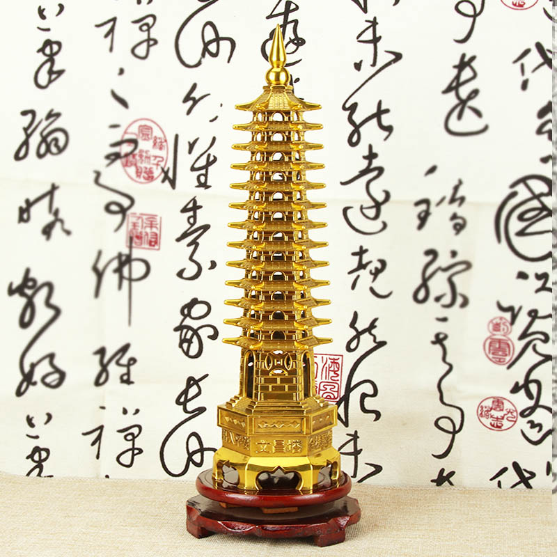 铜13层文昌塔摆件9层十三层黄铜文昌塔办公室桌书房装饰工艺品 Изображение 1 铜13层文昌塔摆件9层十三层黄铜文昌塔办公室桌书房装饰工艺品 Изображение 1