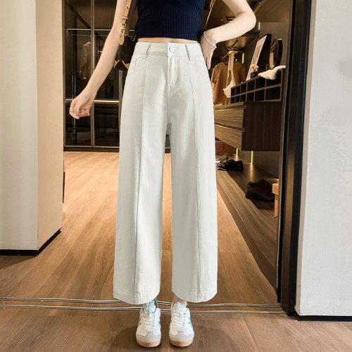 高腰阔腿裤女夏季薄款九分