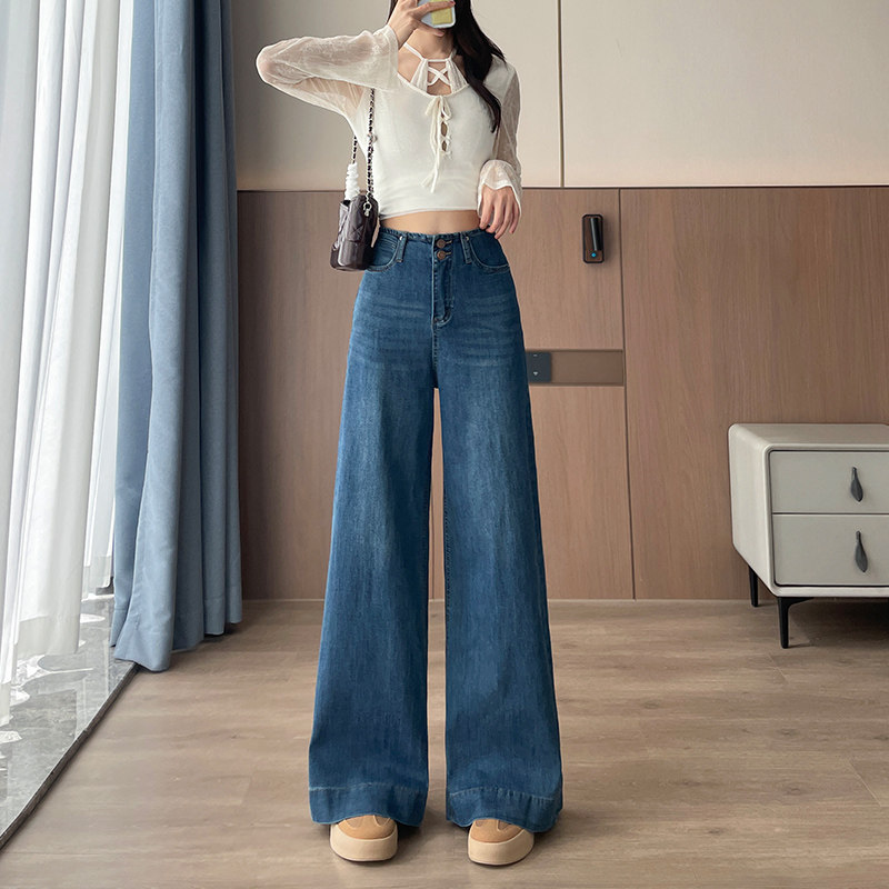 阔腿牛仔裤女长裤春秋季新款高腰显瘦宽松垂感小个子时尚拖地裤子,女装/女士精品,牛仔裤,淘宝优惠券,粉丝福利购,淘宝优惠卷