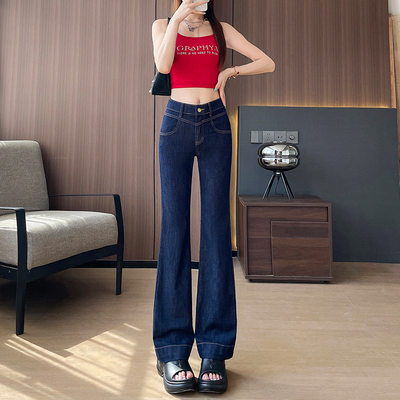 丹宁蓝高腰显瘦牛仔春秋款长裤