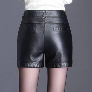 皮裤 女秋冬时尚 A字宽松阔腿百搭潮 外穿显瘦高腰PU皮短裤 2026新款