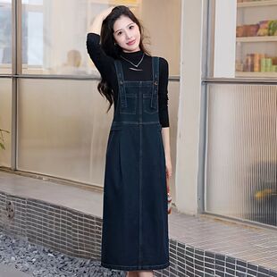 牛仔背带裙女中长款 高级感炸街小个子学院风显瘦连衣裙 2026夏新款