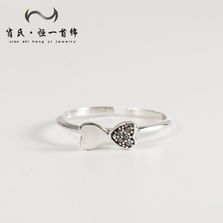New s925 sterling silver ring female diamond-set open finger