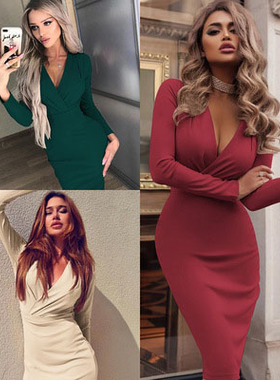 autumn women dinner dresses 2020 elegant slim ladies skirt