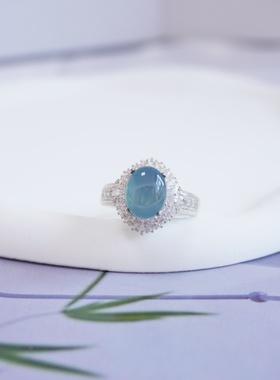 少量现货超美宝石蓝翡翠蛋面缅甸天然A货玉石镶嵌饰品好【1740】