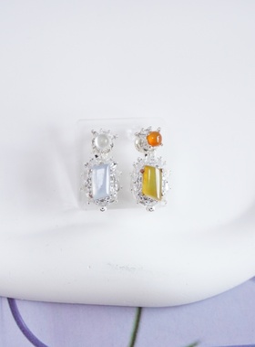 特色设计AB款双色翡翠蛋面定制镶嵌耳饰缅甸天然a货玉石【1754】