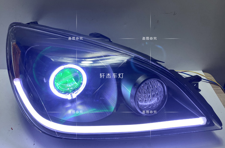 适用于三菱蓝瑟大灯总成改装大灯天使眼LED流水日行灯海5双光透镜