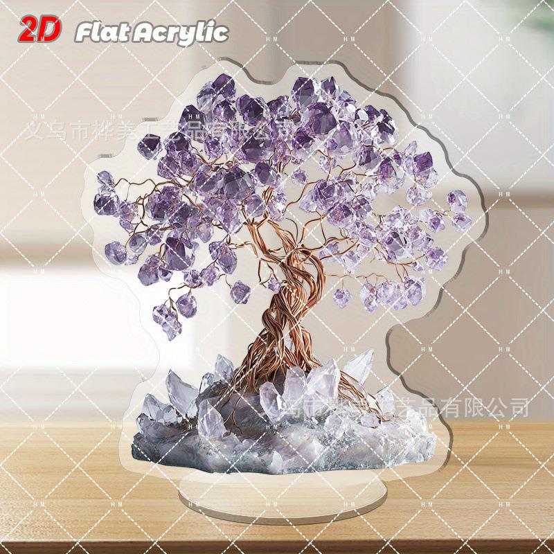 跨境新品开花的树2D平面亚克力圣诞场景带底座家居办公室装饰摆件