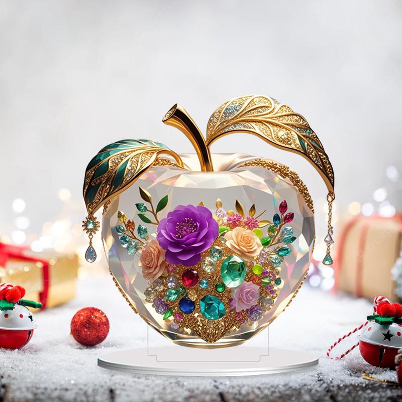 卡通桌面装饰苹果景观金苹果花房间家居装亚克力工艺装饰品礼物