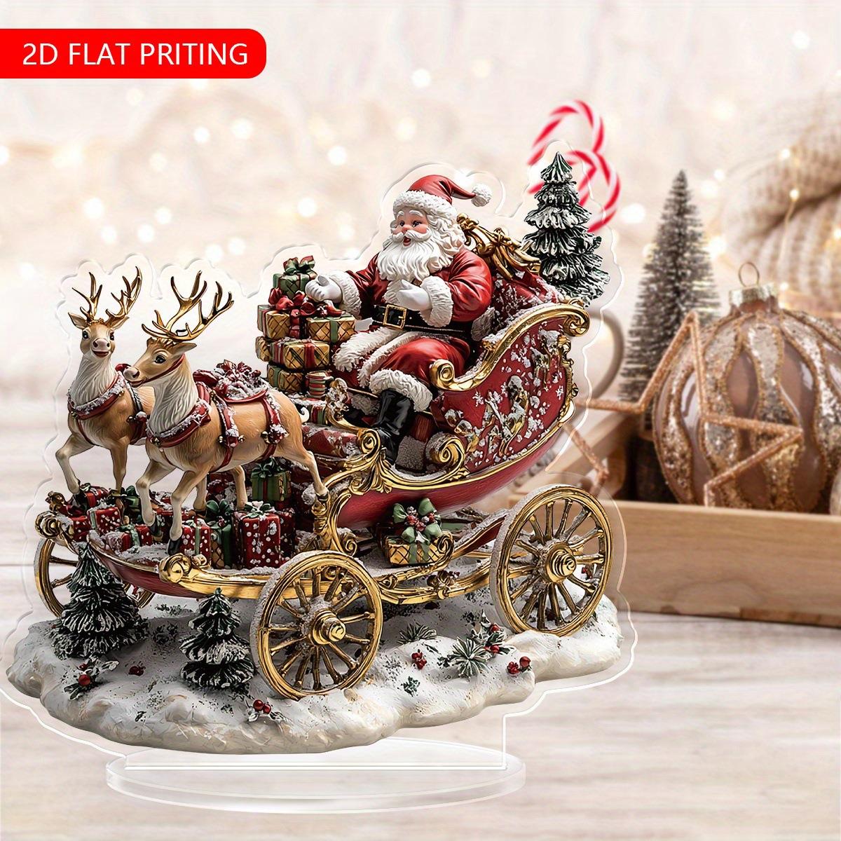 跨境新品波西米亚风格圣诞老人驯鹿亚克力平面家居桌面装饰品摆件