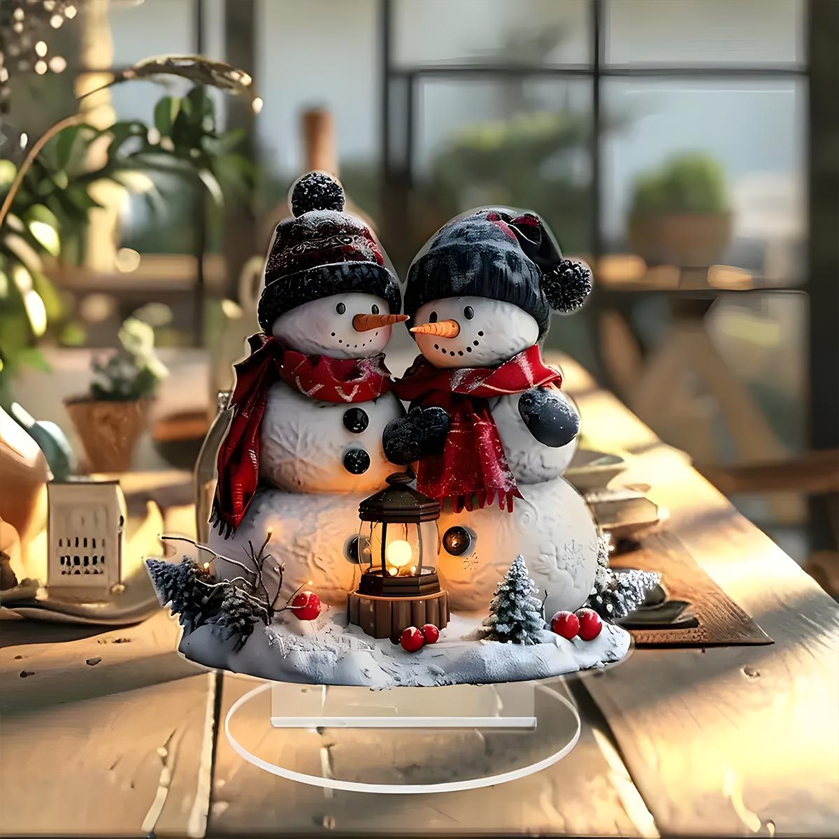 跨境2D平面亚克力圣诞老人摆件圣诞桌面装饰家居装饰工艺品摆件