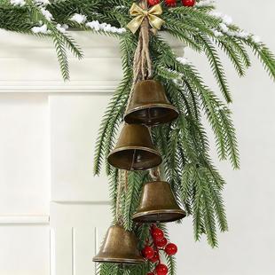 Bells 亚马逊 Christmas Gold 复古金色圣诞铃铛配黄麻绳 Vintage