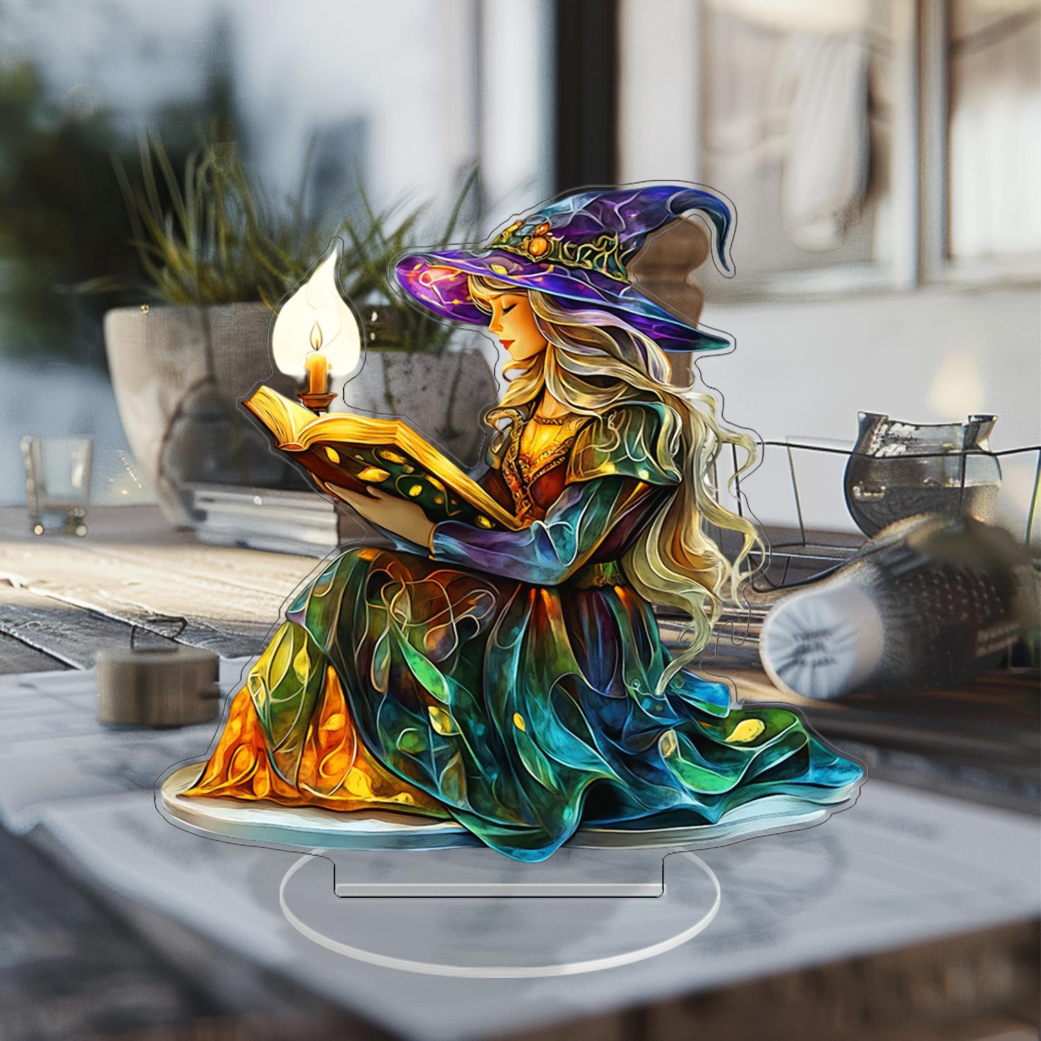 跨境万圣节黑暗风乌鸦少女摆件创意2D亚克力平面家居节日桌面装饰