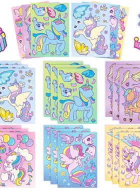 6张/包通小马换脸贴Make a face拼图贴纸个性创意彩虹小马贴纸DIY
