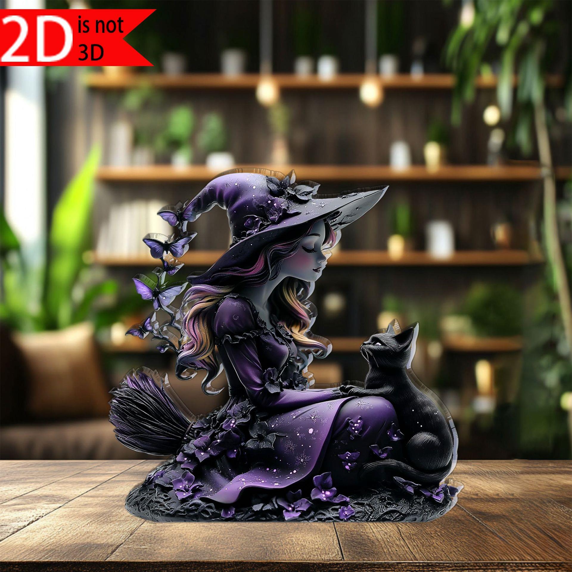 跨境新品紫色蝴蝶仙女2D平面亚克力摆件万圣节节日家居装饰摆件