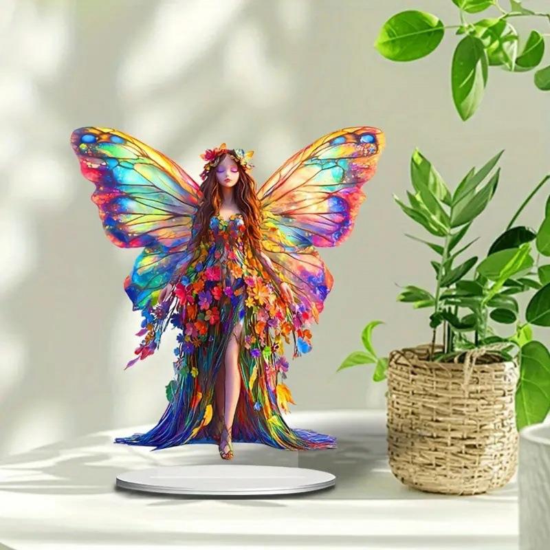 跨境亚克力精灵仙子带翼彩色亚克力桌面摆件客厅卧室桌面装饰品