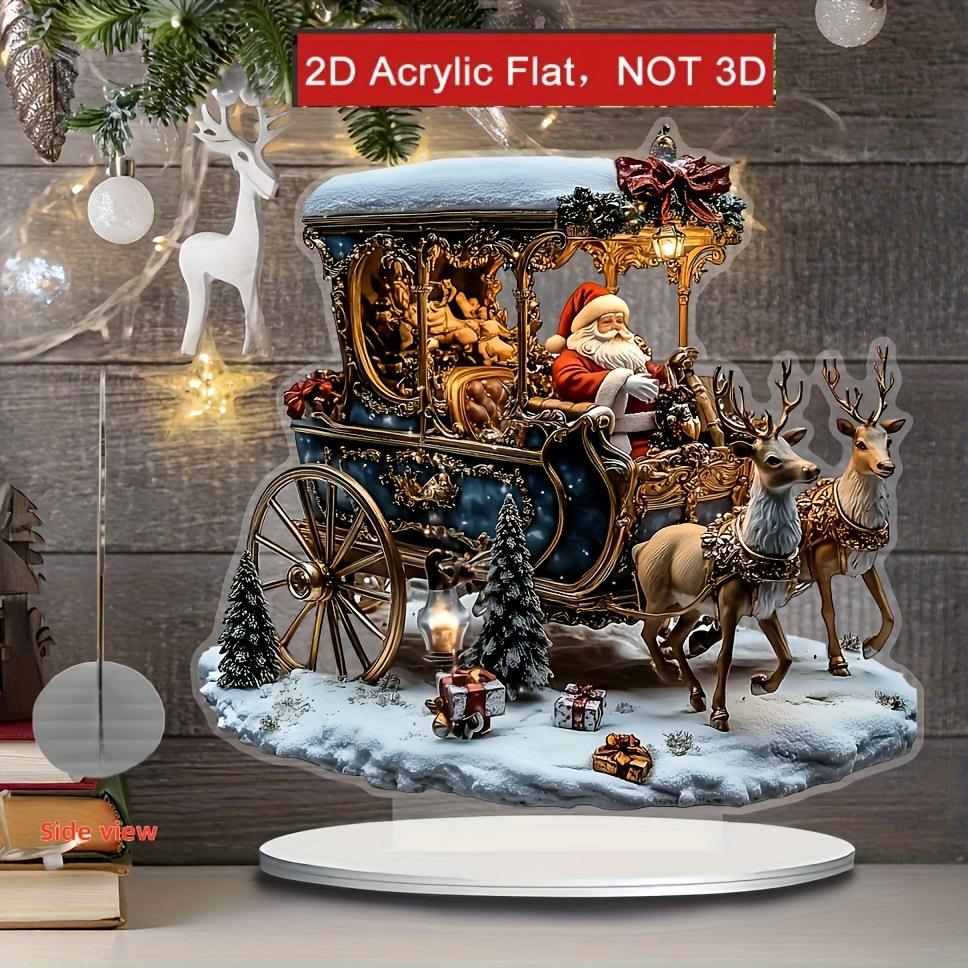 跨境新品圣诞老人桌面装饰家居办公室2D亚克力装饰摆件圣诞装饰品